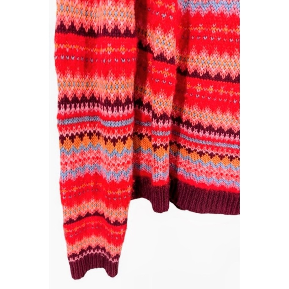 American Eagle Fair Isle Sweater Women Large Red Nordic Après Ski Heritage Knit - Picture 8 of 13